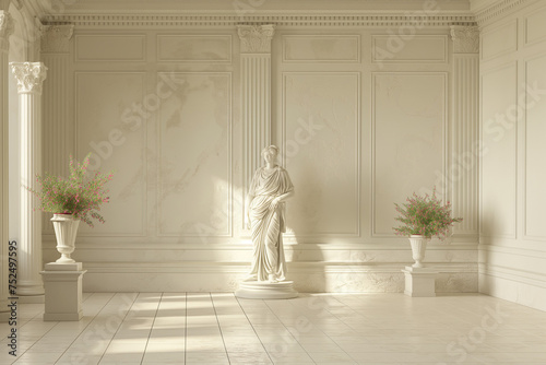 Classic interior with gypsum statue