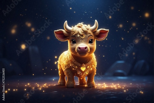 Cute Zodiac Bull in Darkness