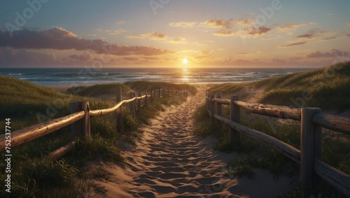 Path to the sunset beach