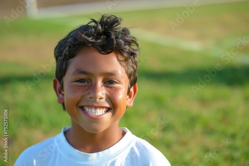 Smiling young Hispanic soccer athlete