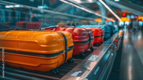 suitcases on the airport baggage line 