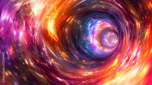 Multicolored vortex energy, cosmic spiral waves, colorful swirl tunnel, dimensional portal, abstract futuristic digital background