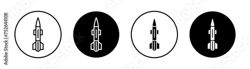 Missile flat line icon set. Missile Thin line illustration vector