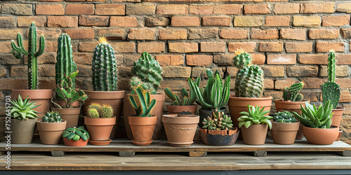 Various cactus and succulent plants in different