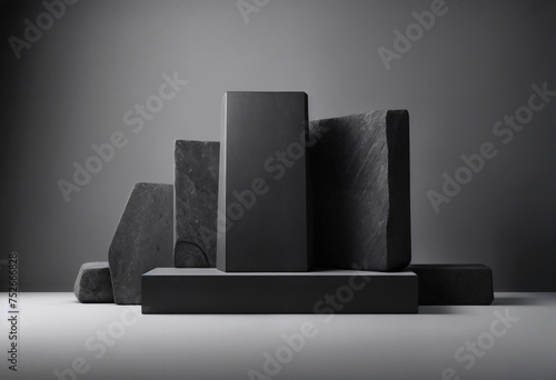 Black dark and gray geometric Stone and Rock shap