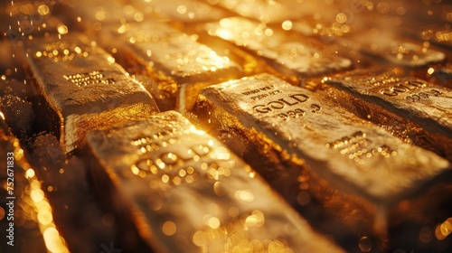 Gold bars. Concept of success in business and finance. Generative AI.
