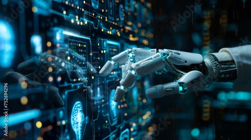 Human interact with AI artificial intelligence virtual assistant chatbot in concept of AI artificial intelligence prompt engineering,