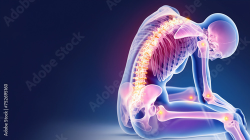背骨の視覚表現: ルンバー領域での痛みと不快感を具現化したイメージ