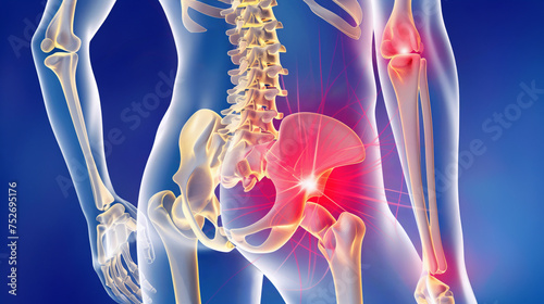 股関節の視覚表現: ルンバー領域での痛みと不快感を具現化したイメージ