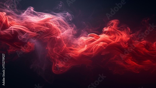 Silky tendrils of red smoke floating weightlessly on a jet black infinity. ultra realistic photo, minimalistic, AI Generative
