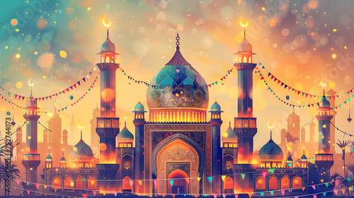 Ramadan Kareem, Decoration of Mosque, Eid ul Fitr, Eid Al Adha, Islamic Festival, Islamic Celebration. world religious day, Generative Ai