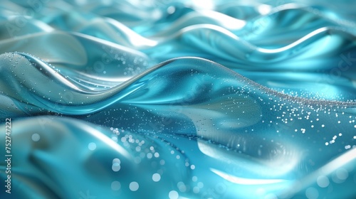 Liquid Bubble flow through the fabric fiber, White Cloth or woven Fiber, 
