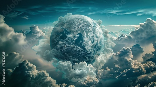Earth in the Clouds A Stunning View of Our Planet from Space Generative AI