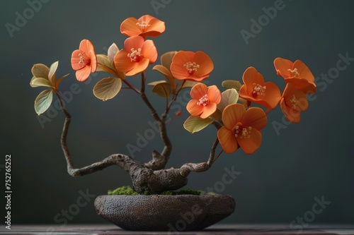 ikebana de flores de loto naranja 