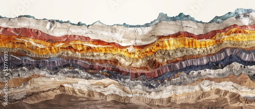 Colorful abstract geology layers in art installation