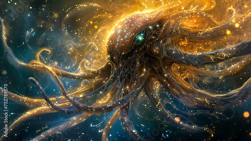 A fantasy majestic alien creature with bioluminescence
