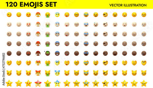 Emoji set vector illustration design. Facial signs for apps.