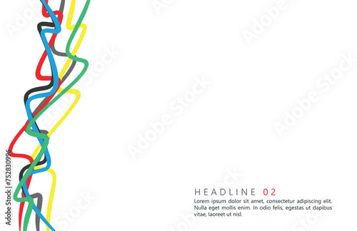 Abstract curly line with olympic color. Abstract multicolored background. Vector graphics for design. lines, texture.
