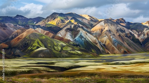 Beautiful colorful volcanic mountains Landmannalaugar in Iceland 