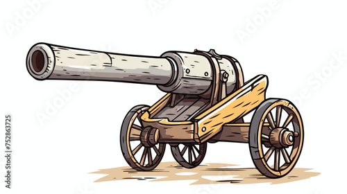 Freehand drawn cartoon cannon shooting freehand drawing