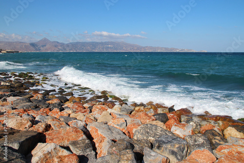 mediterranean sea in heraklion in crete in greece 