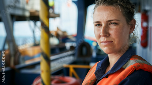 Portrait of empowered female maritime professional at work