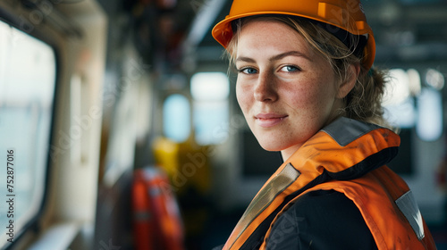 Portrait of empowered female maritime professional at work