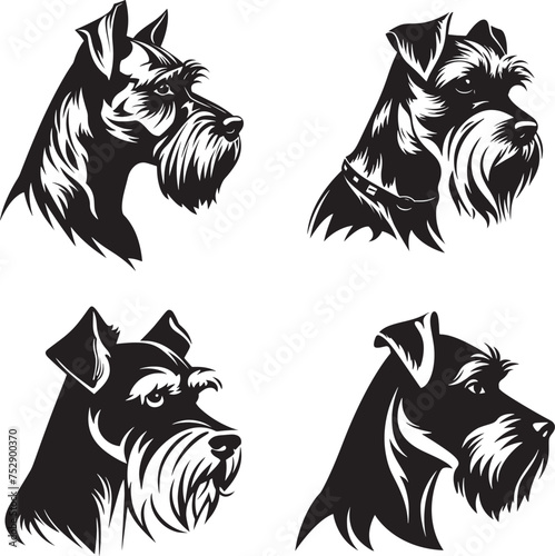 Vector of miniature schnauzer dog head on a white background. Pet. Animal. Easy editable layered vector illustration. Generative AI.