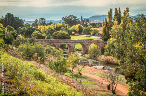 The view of the countryside of Tasmania in Richmond Town near Hobart