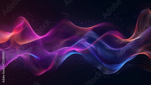 Dynamic abstract particle wave background with flowing lines and neon colors