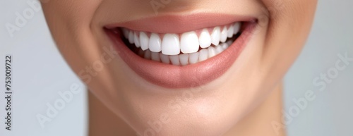young caucasian smiling woman veneers. installation teeth, dental treatment. snow-white smile