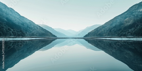 A beautiful mountain range with a lake in the middle