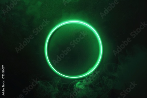 Glowing green light ring black background grainy gradient noise texture poster banner backdrop abstract design