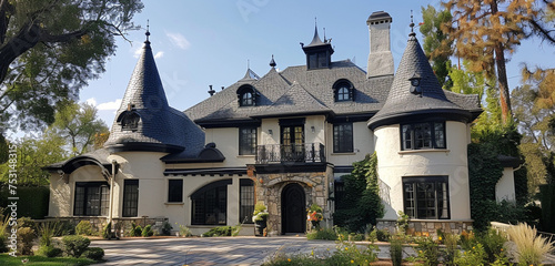 1920s french provincial house with a turret in lakewood