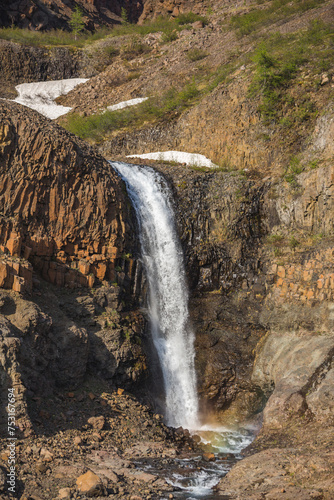 Taimyr. Waterfall on the Putorana Plateau. Russia