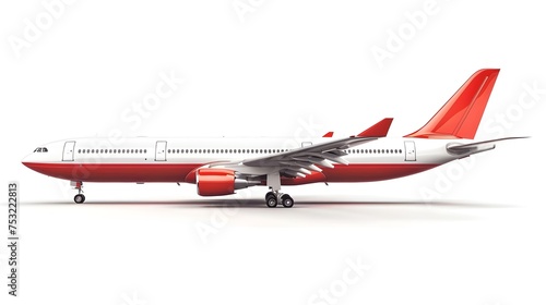 commercial airplane on white background with path