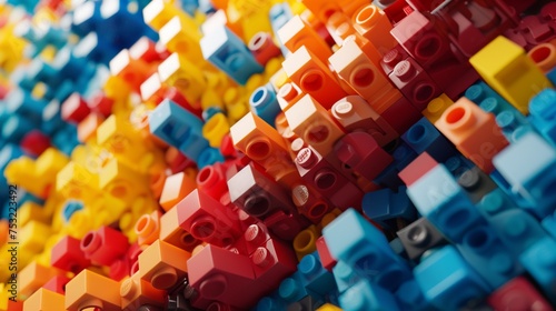 Close-Up of Lego Wall. Generative AI