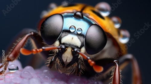 Macro shot of a hornet bee (Hemiptera). Wildlife Concept with Copy Space. 