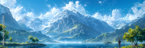 Illustrations Fantastic Landscape , Serene Mountain Landscape In Lofoten A Hyperdetailed Rendering 