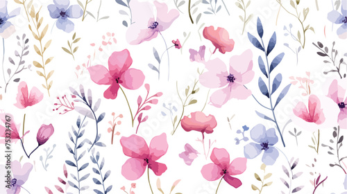 Watercolor seamless pattern with flowers. Floral des