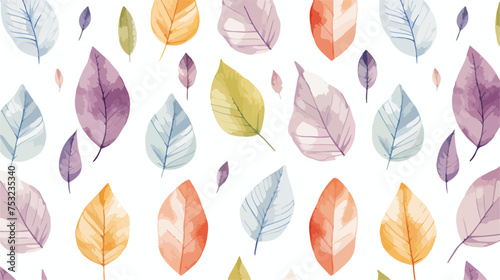 Watercolor seamless pattern with leaves. Watercolor
