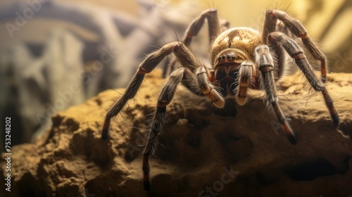Close up of tarantula spider. Tarantula spider. Wildlife Concept with Copy Space. 