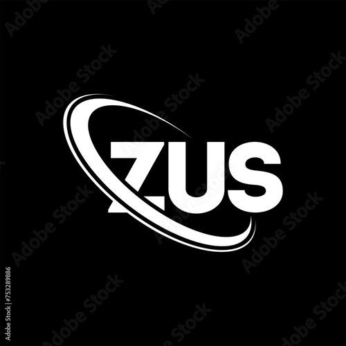 ZUS logo. ZUS letter. ZUS letter logo design. Initials ZUS logo linked with circle and uppercase monogram logo. ZUS typography for technology, business and real estate brand.
