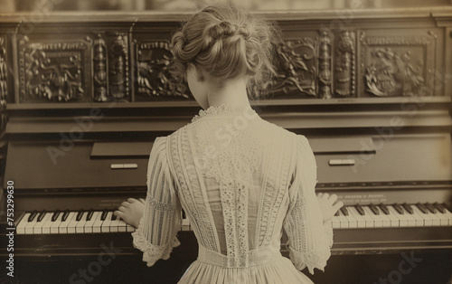 AI-Generated Image of a 19th-Century Woman at the Piano