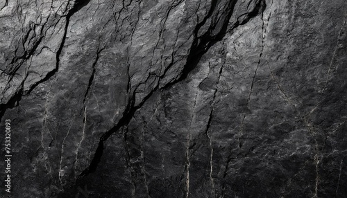 Rock texture with cracks,black stone background with copy space for design. 