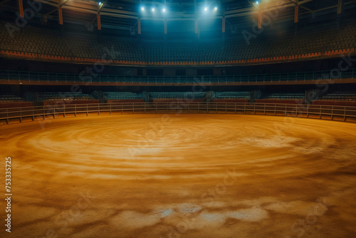 Empty round bullfight arena in Spain. Spanish bullring for traditional performance of bullfight