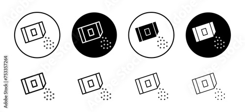 Packet soluble powder vector icon set collection. Packet soluble powder Outline flat Icon.