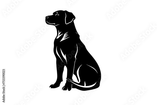 black and white dog, silhouette, Dog logo design, pet grooming logo concept in linear style modern vector template icon 