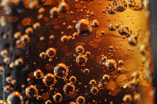 Close-up view of fermentation in action: bubbles rising in a carboy with amber brew, highlighting the beauty of brewing