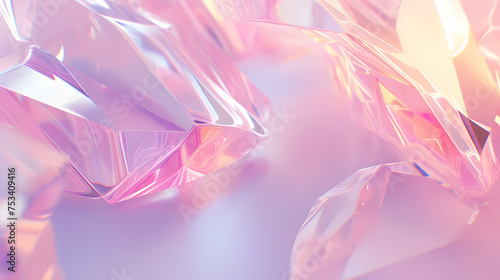 多彩な輝きを放つクリスタルのキラキラ抽象背景（ピンク系）